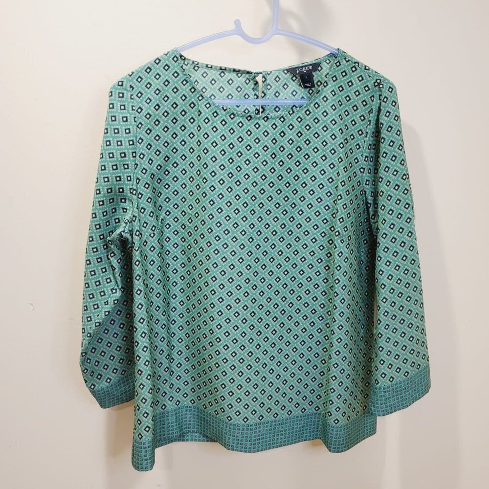 J Crew Green Lightweight Blouse Size L